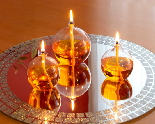 Set of 3 Oil Glass Lamp Pride Transparent