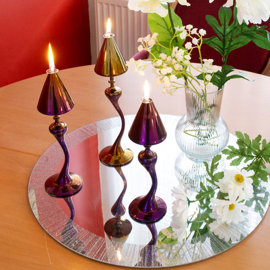 Set of 3 oil Glass Lamp Opia  Opaque colorful