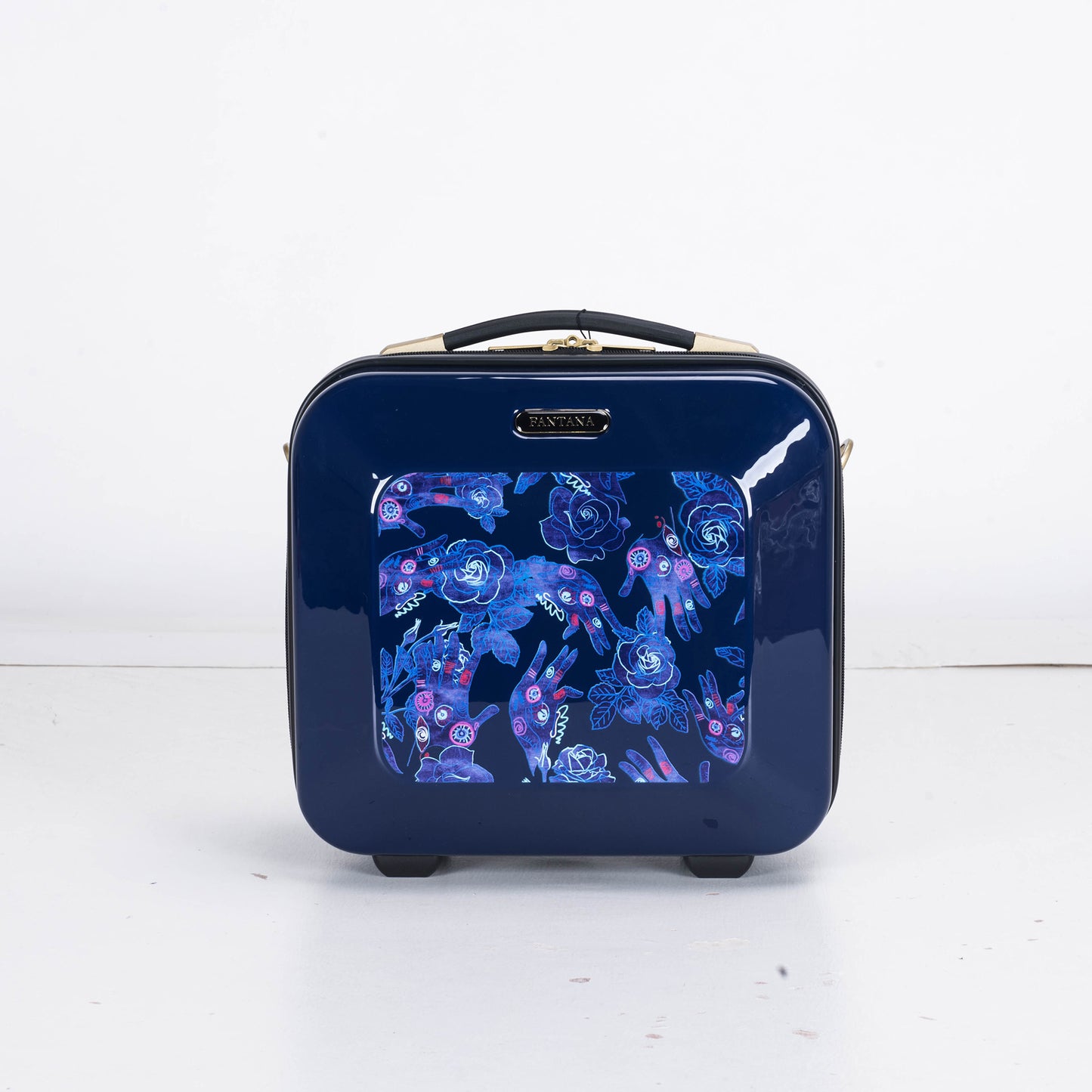 Suitcase Hard Shell with Flowers Navy