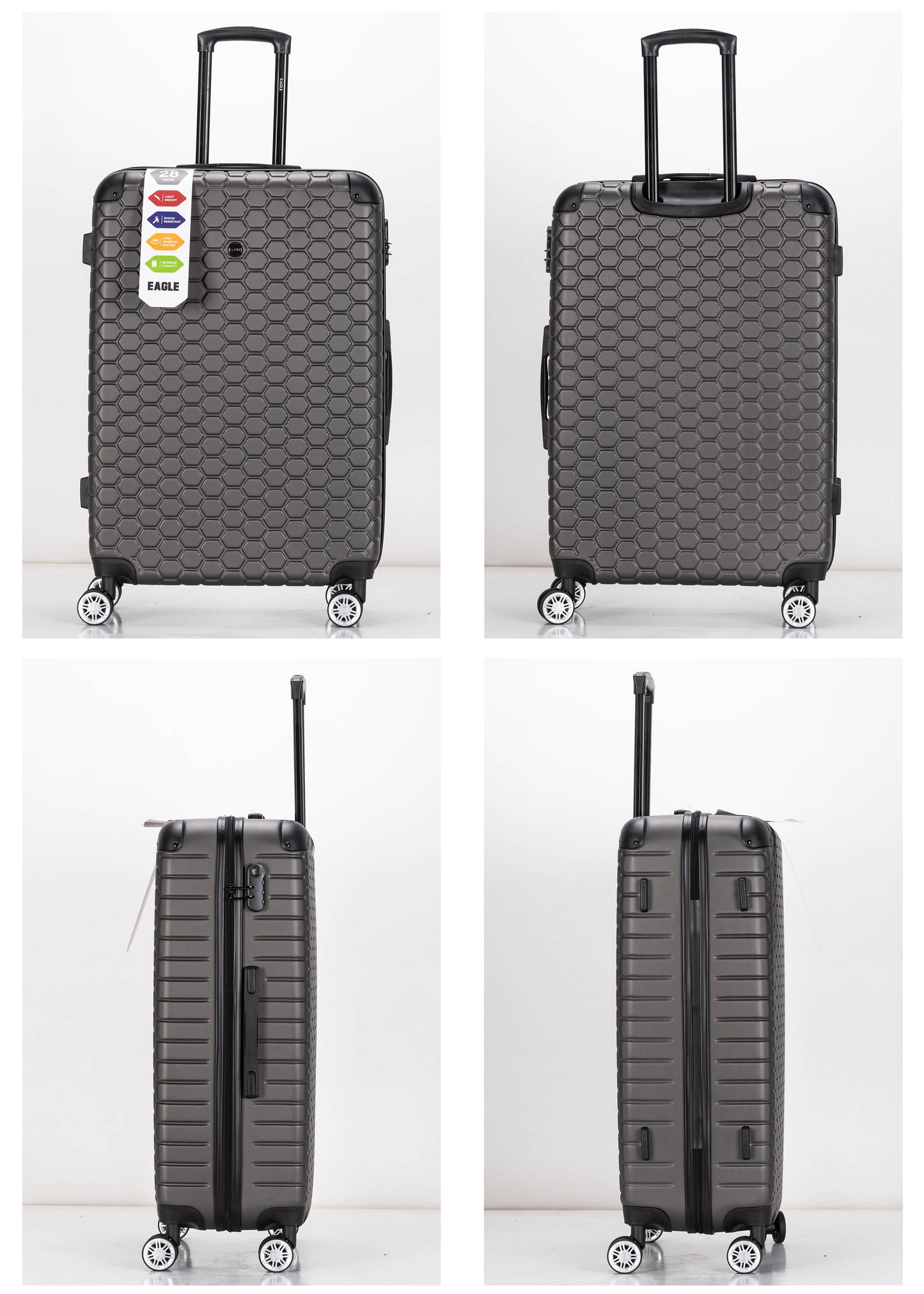 Hexagon ABS Hard Shell Suitcase Dark Grey