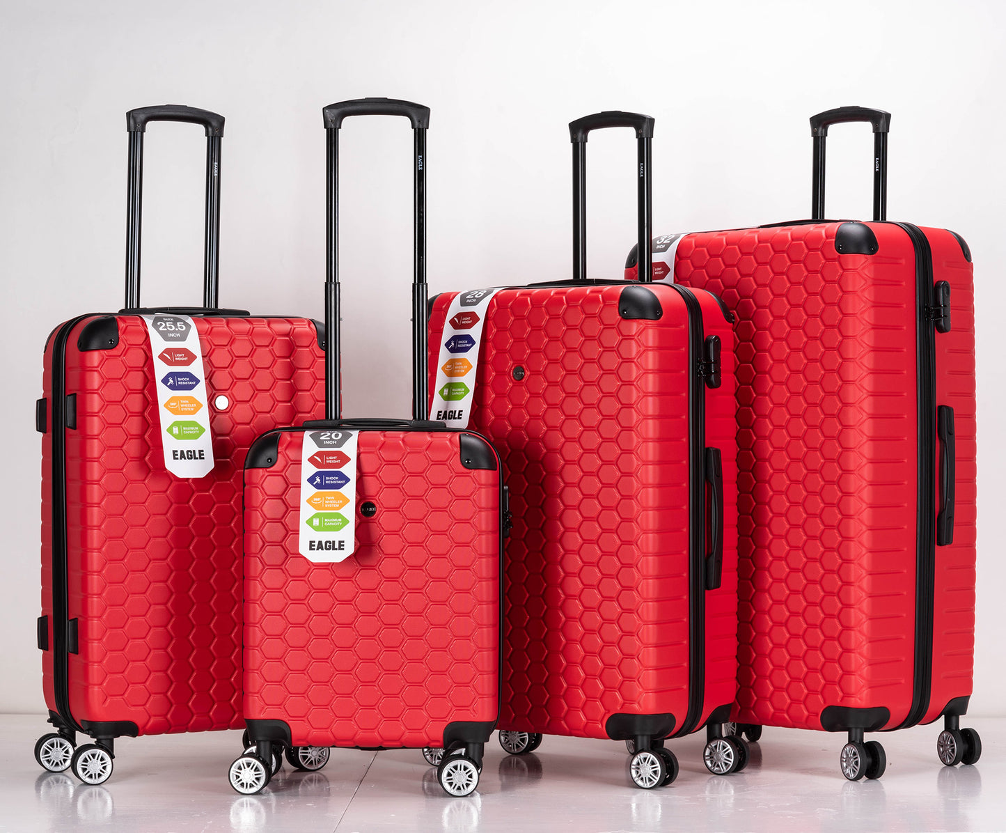 Hexagon ABS Hard Shell Suitcase Red
