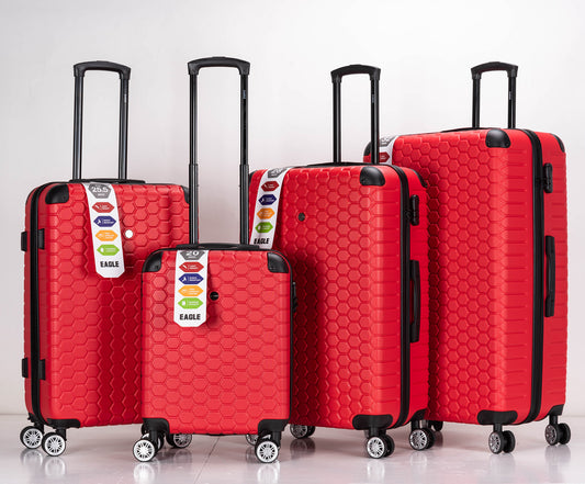 Hexagon ABS Hard Shell Suitcase Red