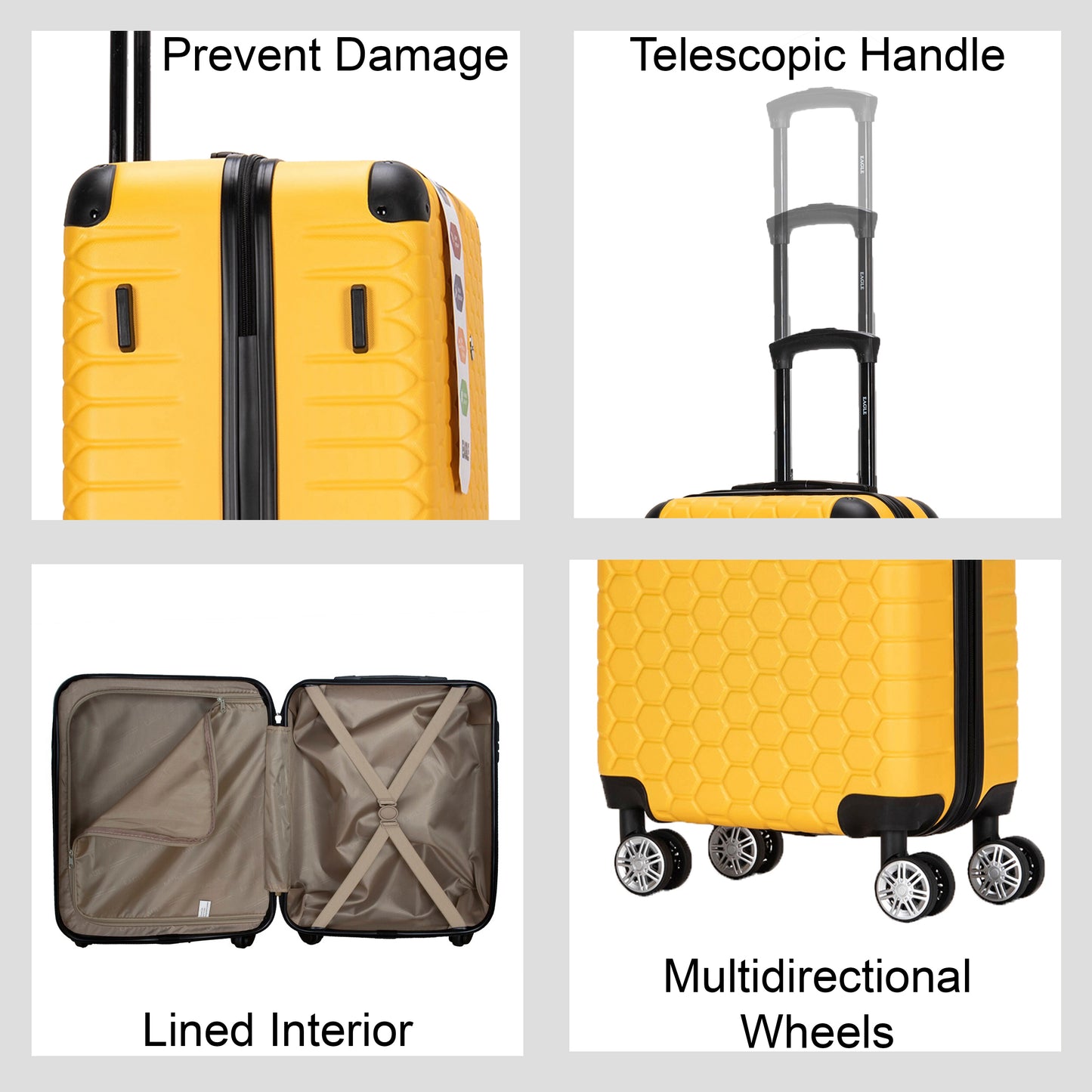 Hexagon ABS Hard Shell Suitcase Yellow