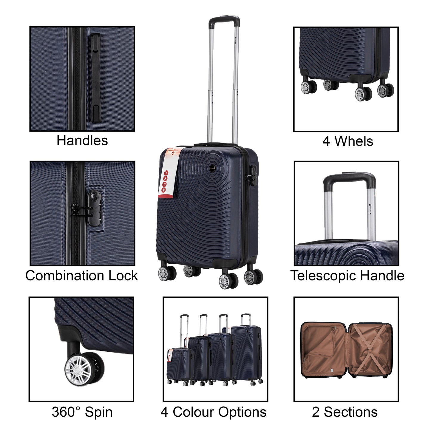 Circle ABS Hard Shell Suitcase Navy