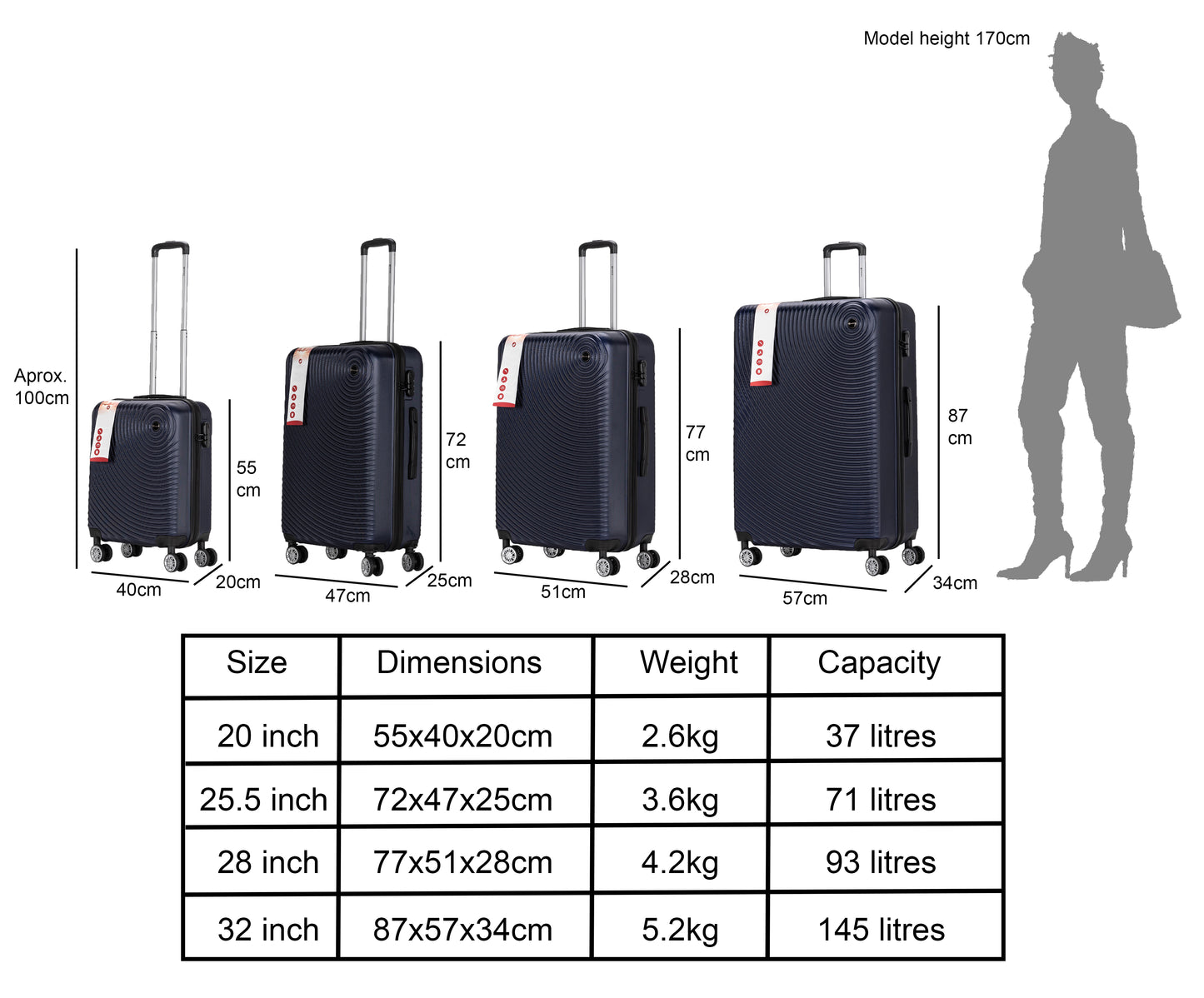 Circle ABS Hard Shell Suitcase Navy