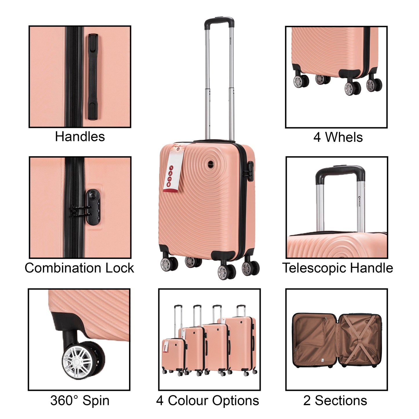 Circle ABS Hard Shell Suitcase Peach