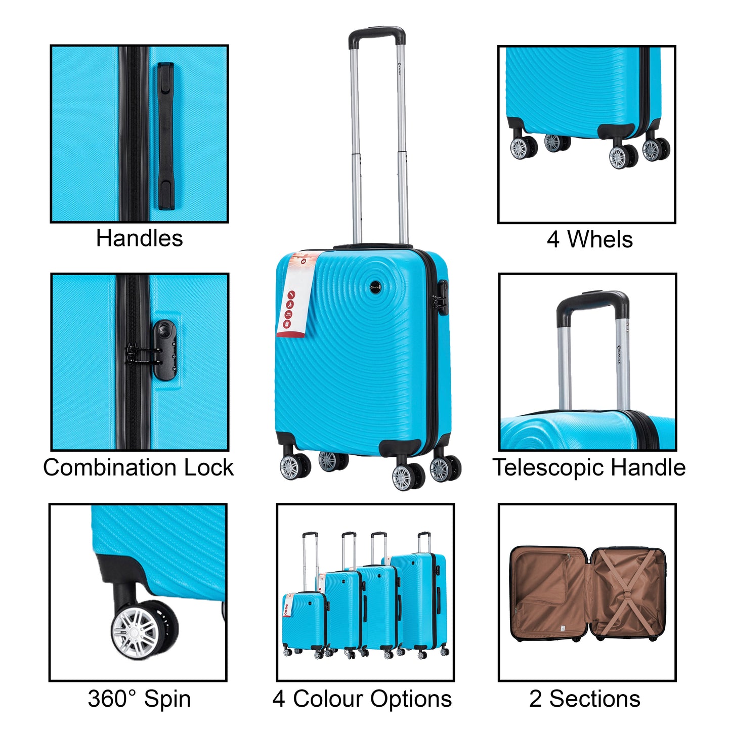 Circle ABS Hard Shell Suitcase Sky Blue
