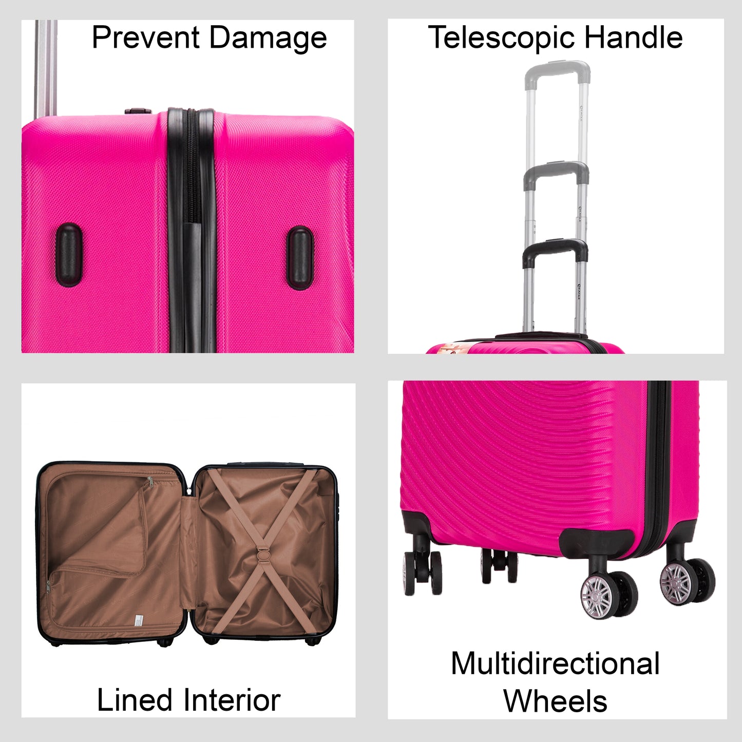 Circle ABS Hard Shell Suitcase Hot Pink