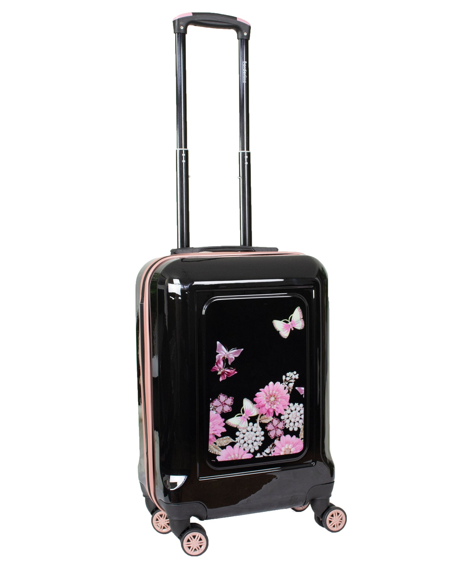 Hard Shell Suitcase Flower Pattern Black