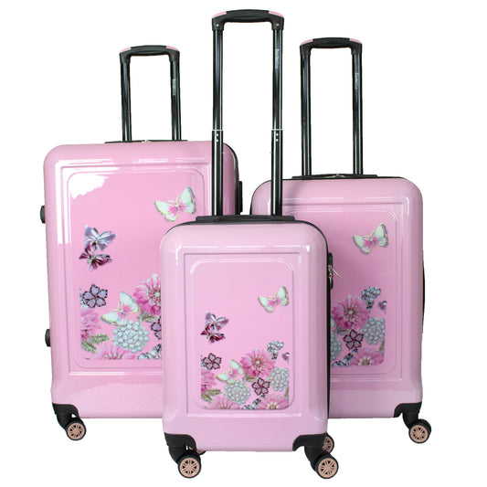 Hard Shell Suitcase Flower Pattern Pink