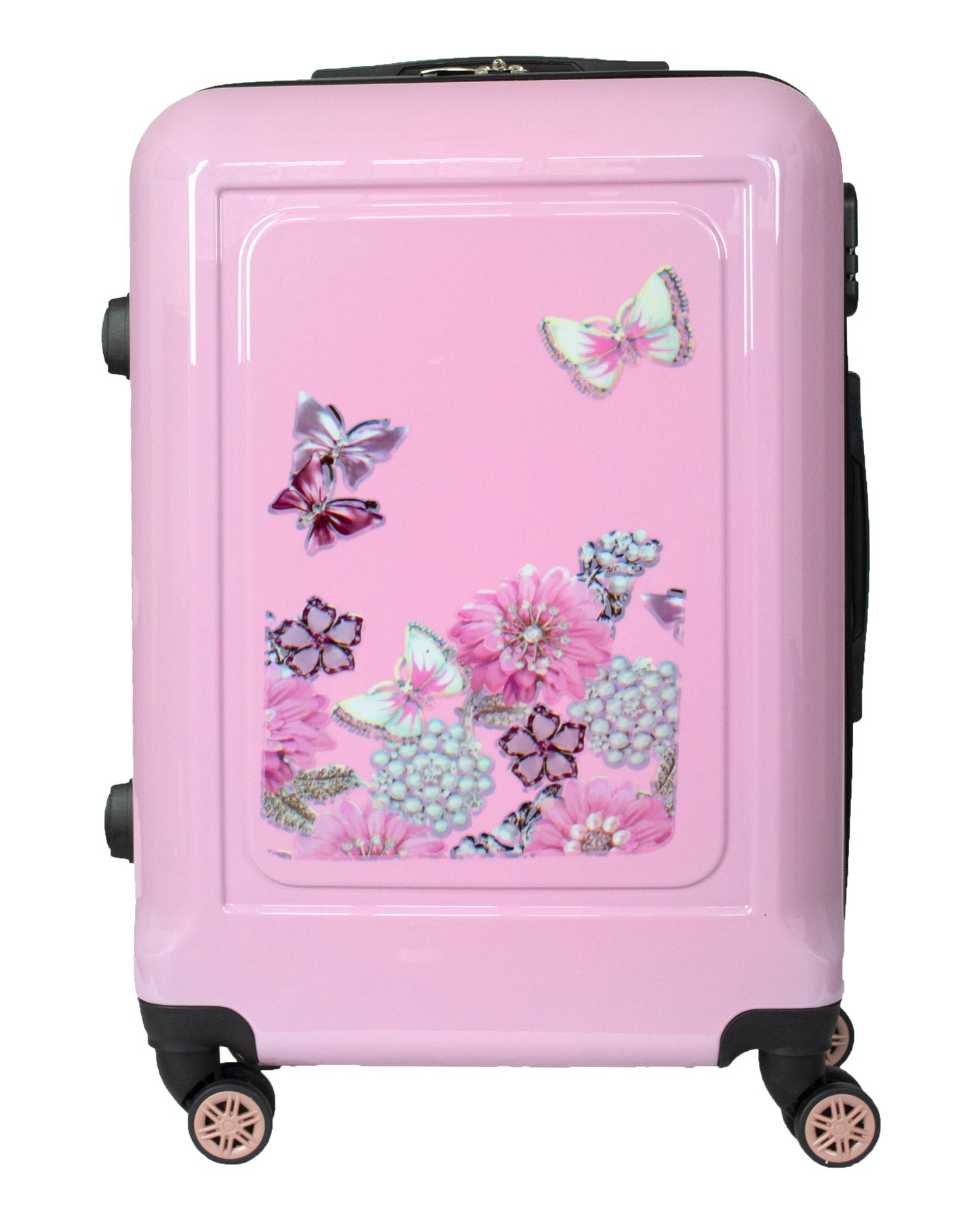 Hard Shell Suitcase Flower Pattern Pink