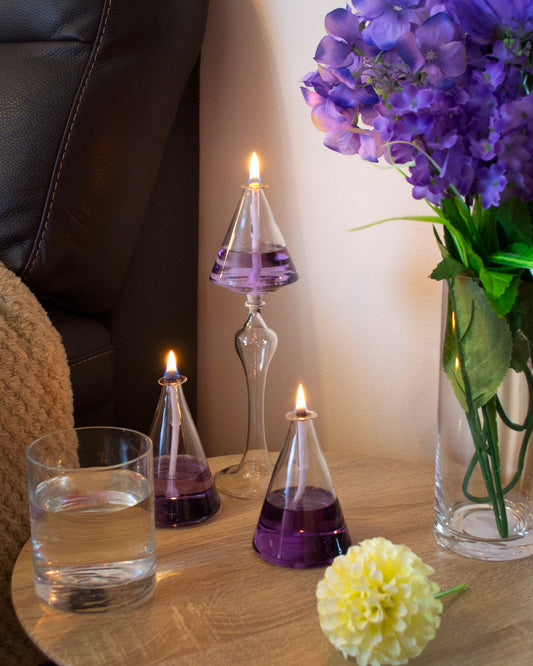 Set of 3 Oil Glass Lamp Bliss Transparent