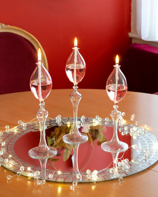 Set of 3 Oil Glass Lamp Euphoria Transparent