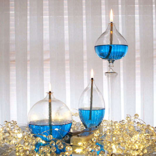 Set of 3 Oil Glass Lamp Fame  Transparent