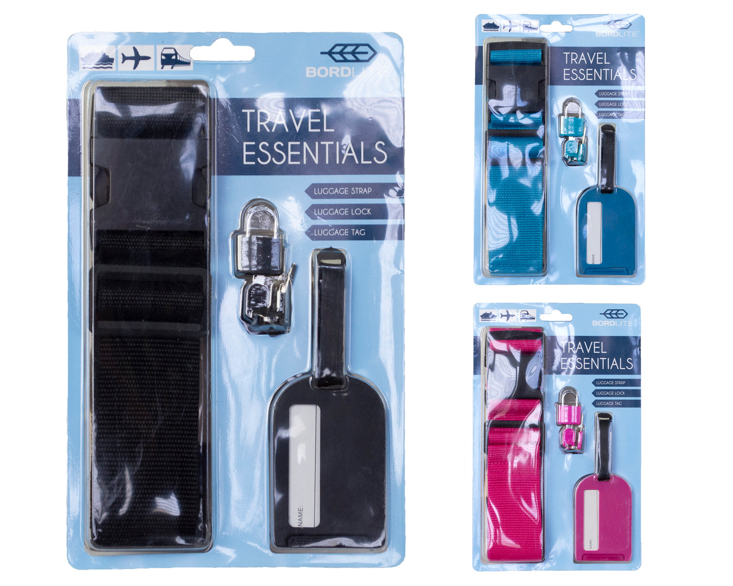 Travel Essentials Set: Luggage Strap, Tag and Lock