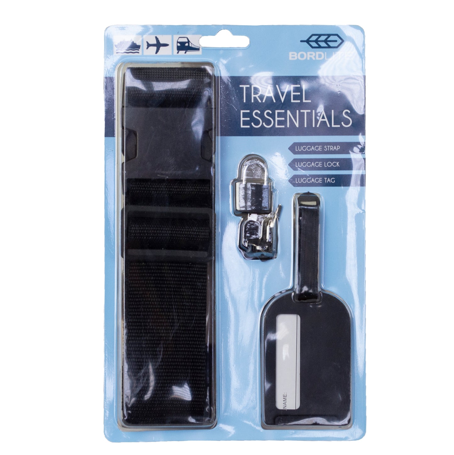 Travel Essentials Set: Luggage Strap, Tag and Lock