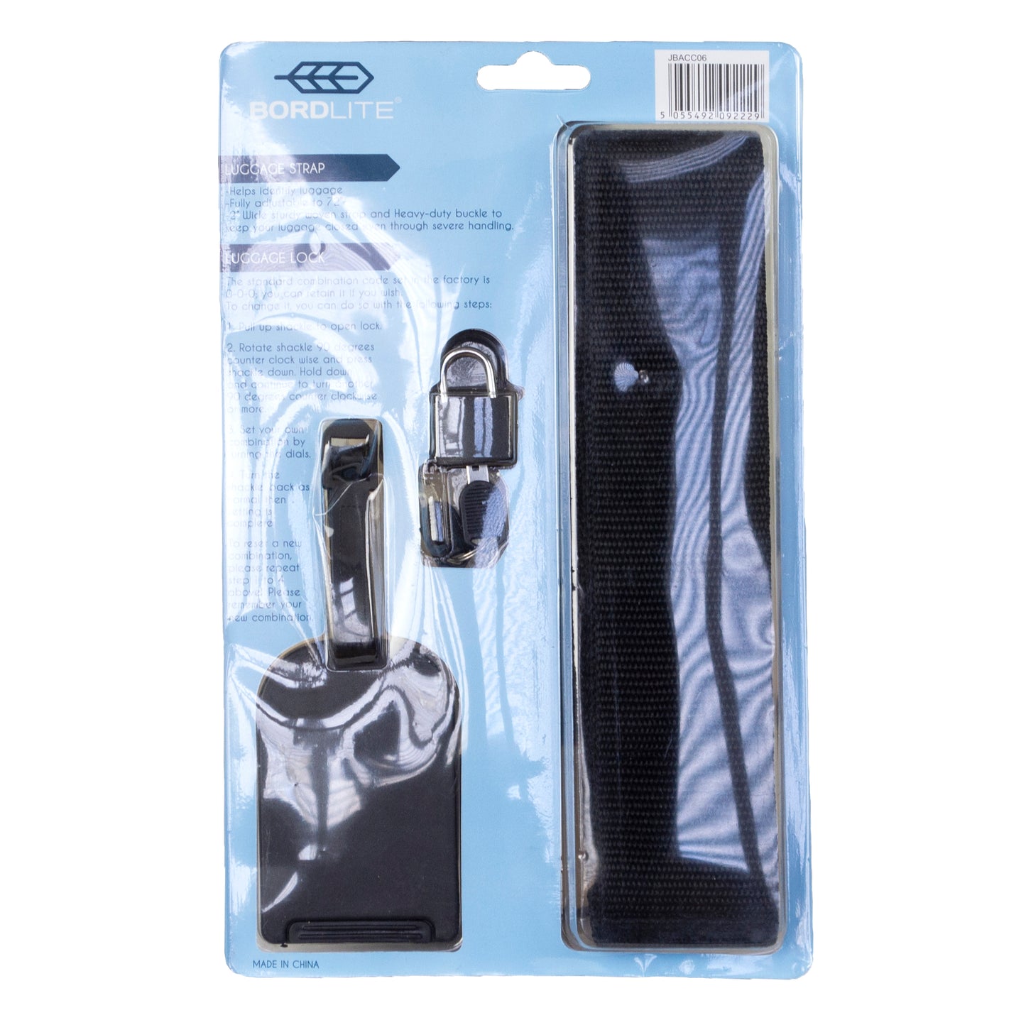 Travel Essentials Set: Luggage Strap, Tag and Lock