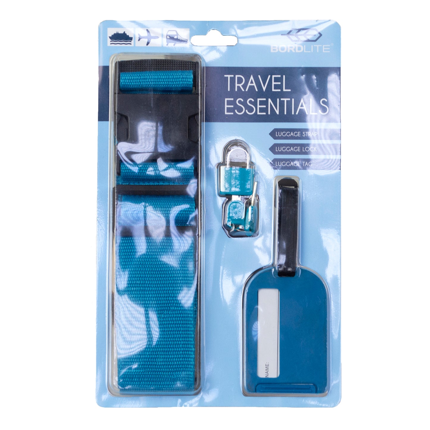 Travel Essentials Set: Luggage Strap, Tag and Lock