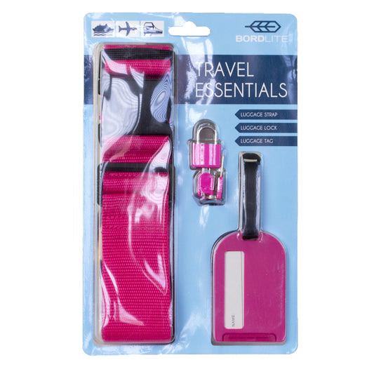 Travel Essentials Set: Luggage Strap, Tag and Lock