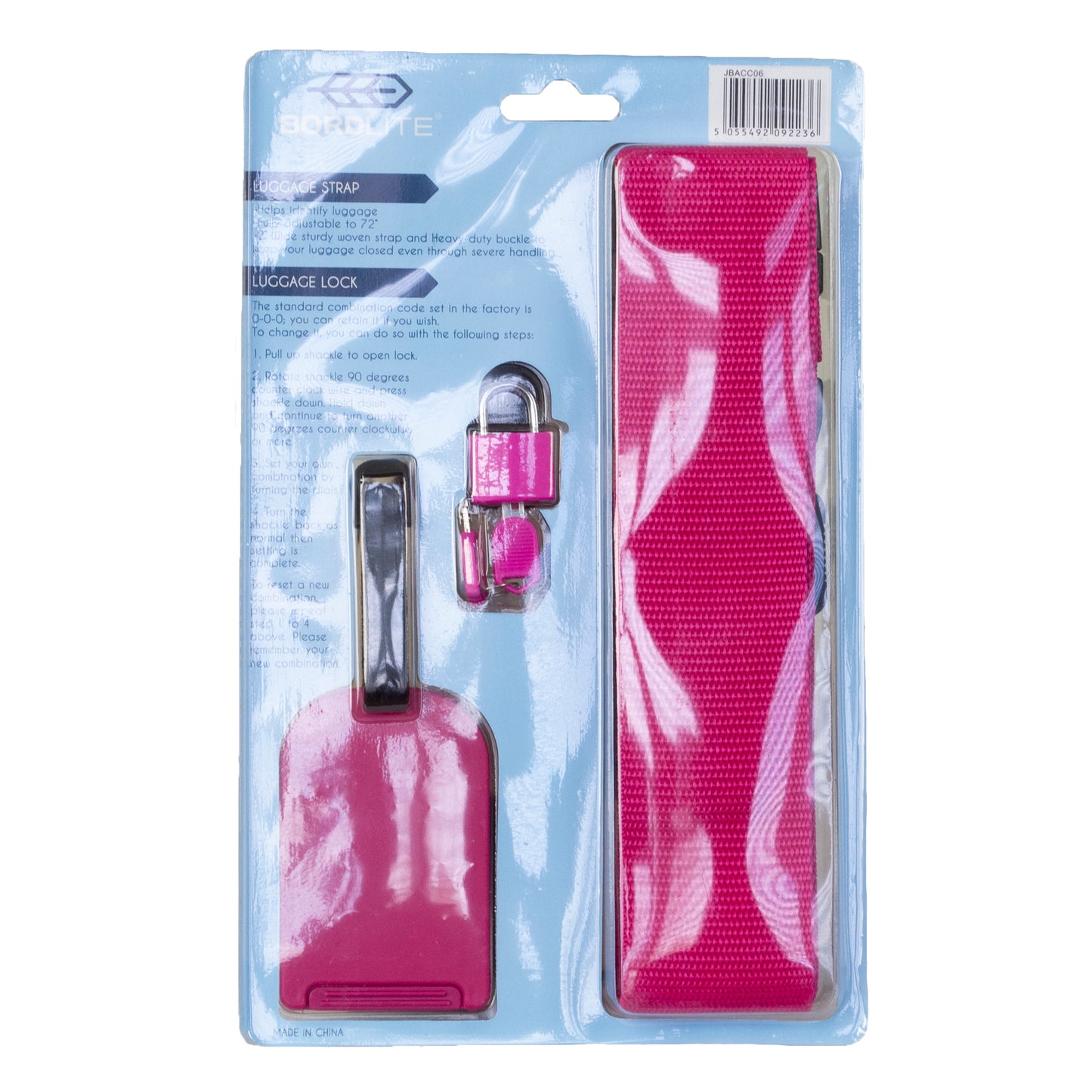 Travel Essentials Set: Luggage Strap, Tag and Lock