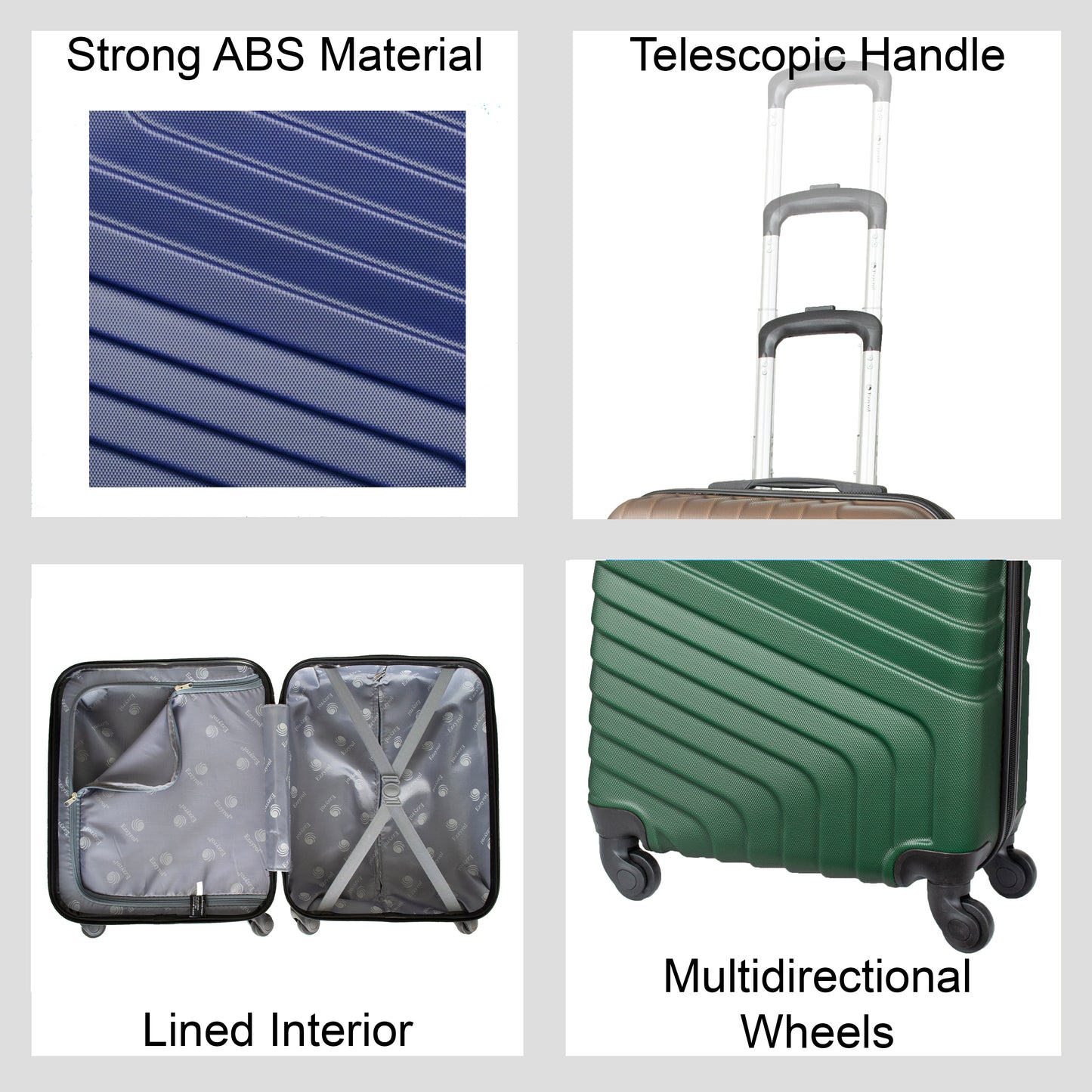 Cabin Size ABS Suitcase Hard Shell Luggage 19"