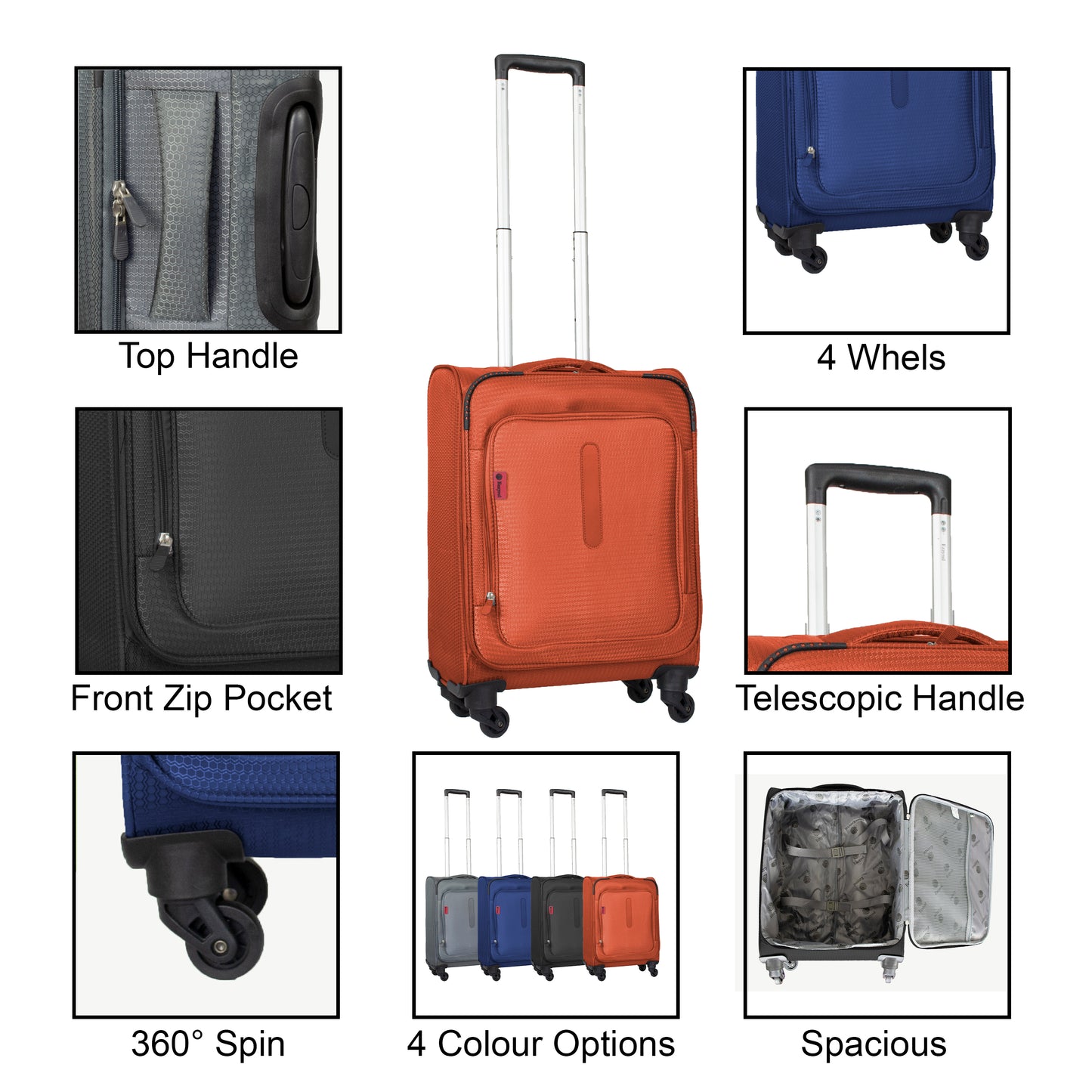Cabin Size Soft Shell Suitcase Luggage