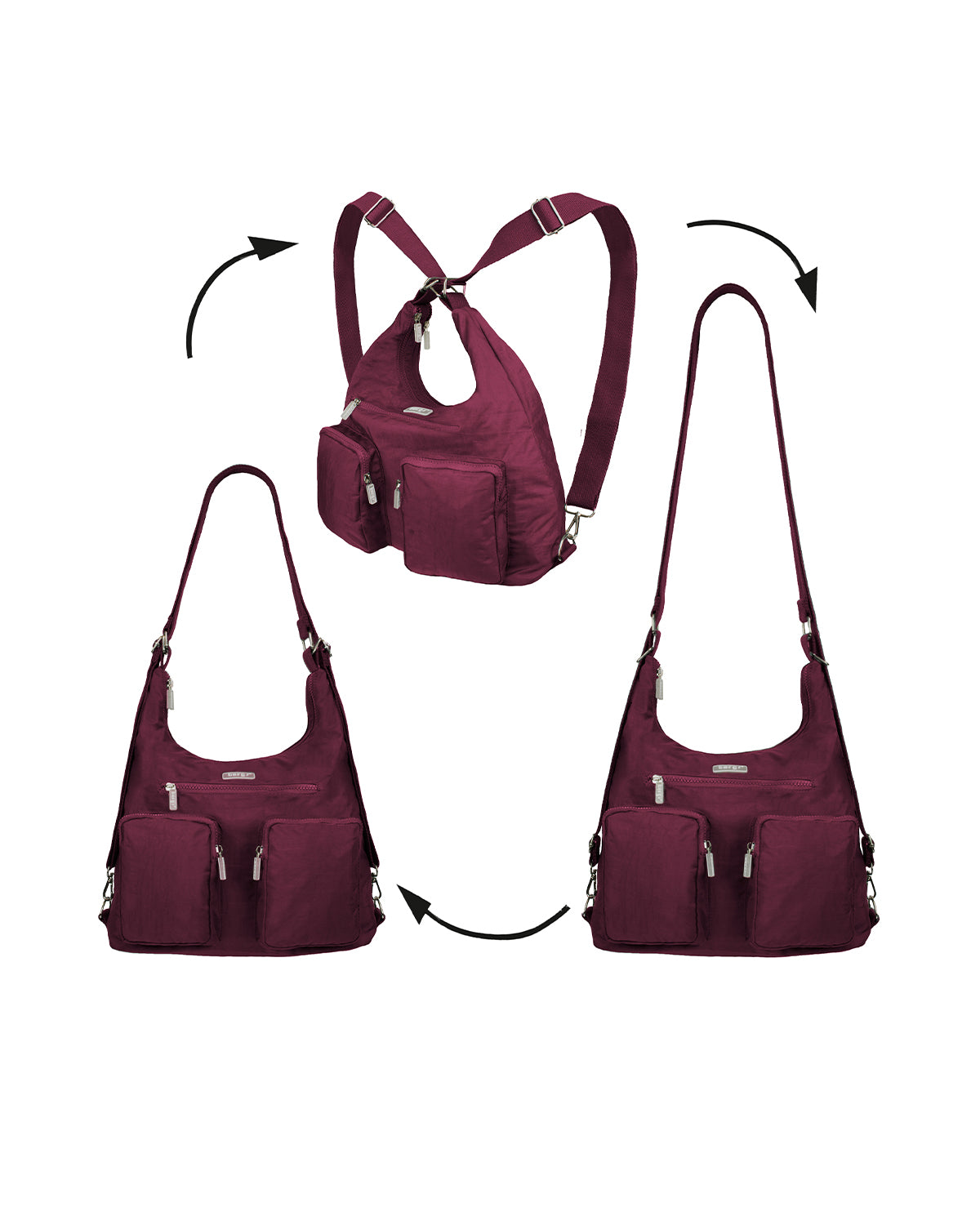 BergsFlexy Funky Convertible Handbags to Backpack to Shoulder Bag Nylon 15L