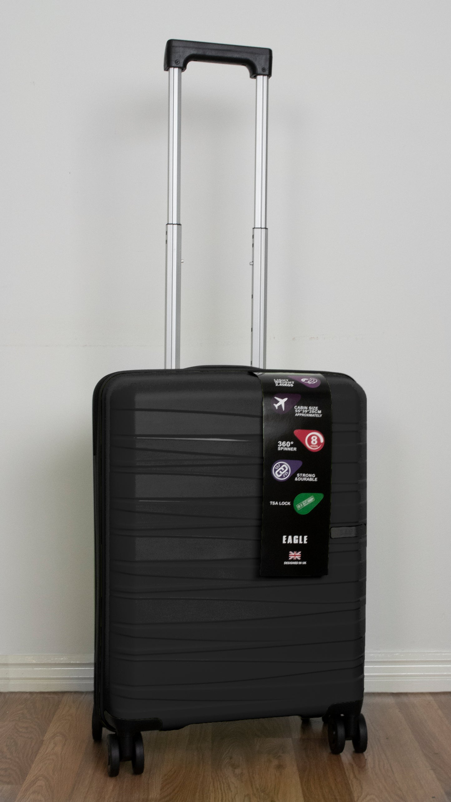Waves ABS Hard Shell Cabin Suitcase Black