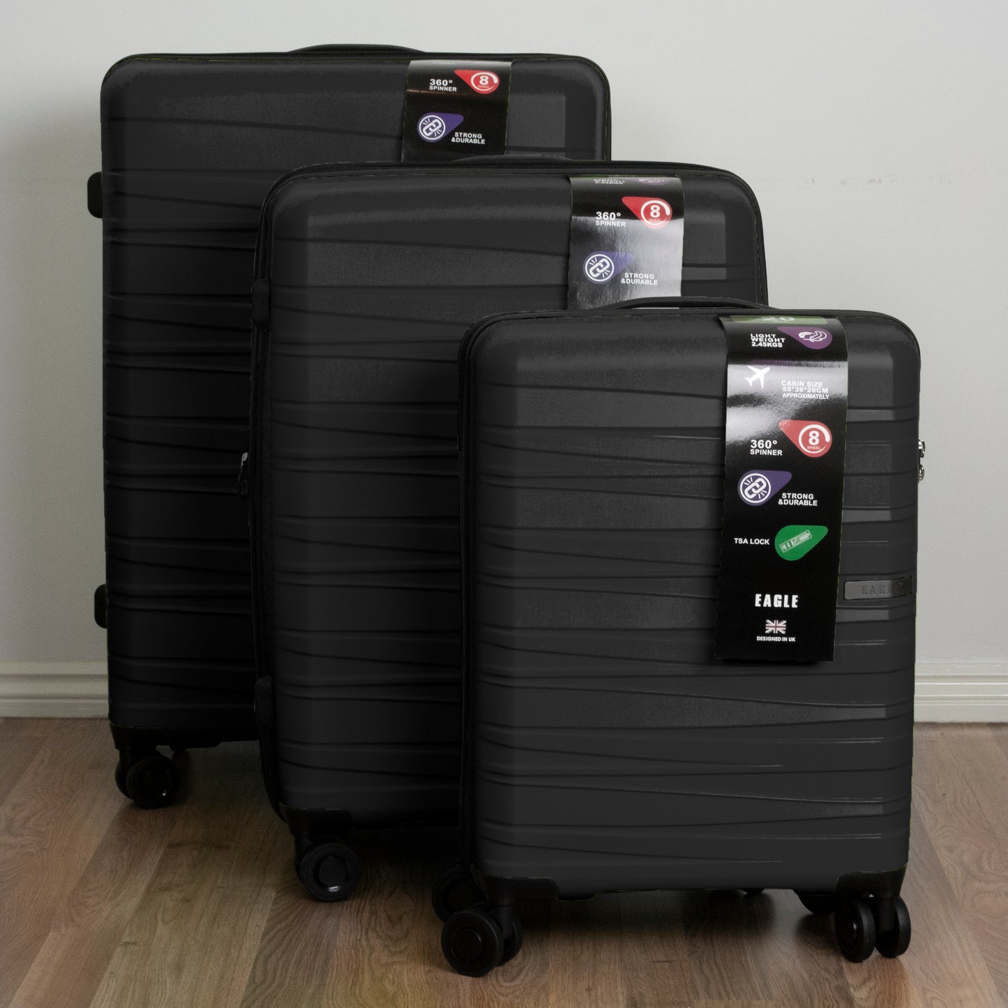 Waves ABS Hard Shell Cabin Suitcase Black