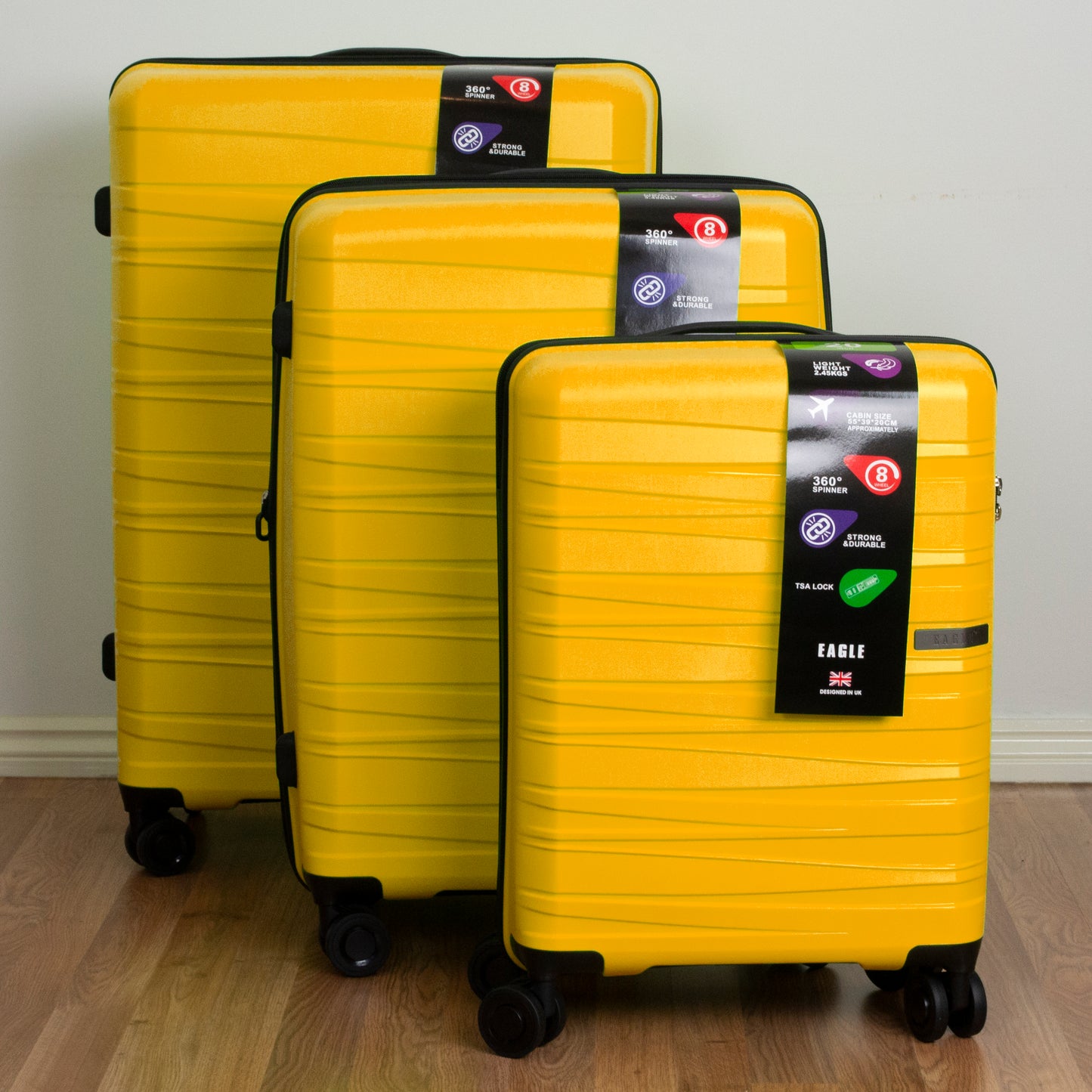 Waves ABS Hard Shell Cabin Suitcase Yellow