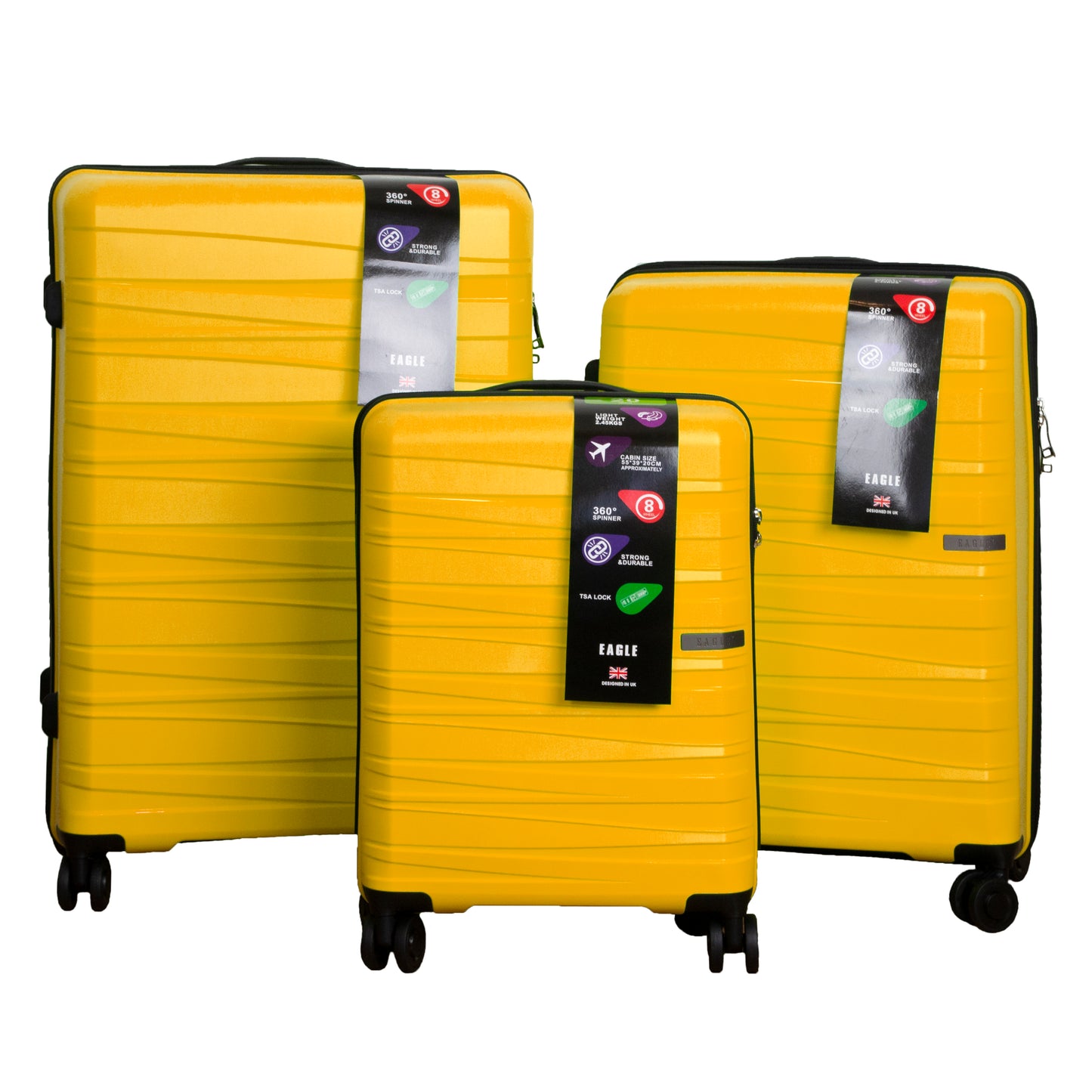 Waves ABS Hard Shell Cabin Suitcase Yellow