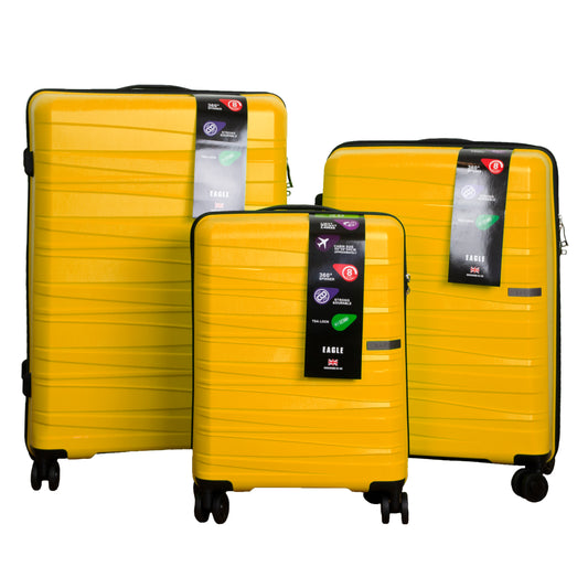 Waves ABS Hard Shell Cabin Suitcase Yellow