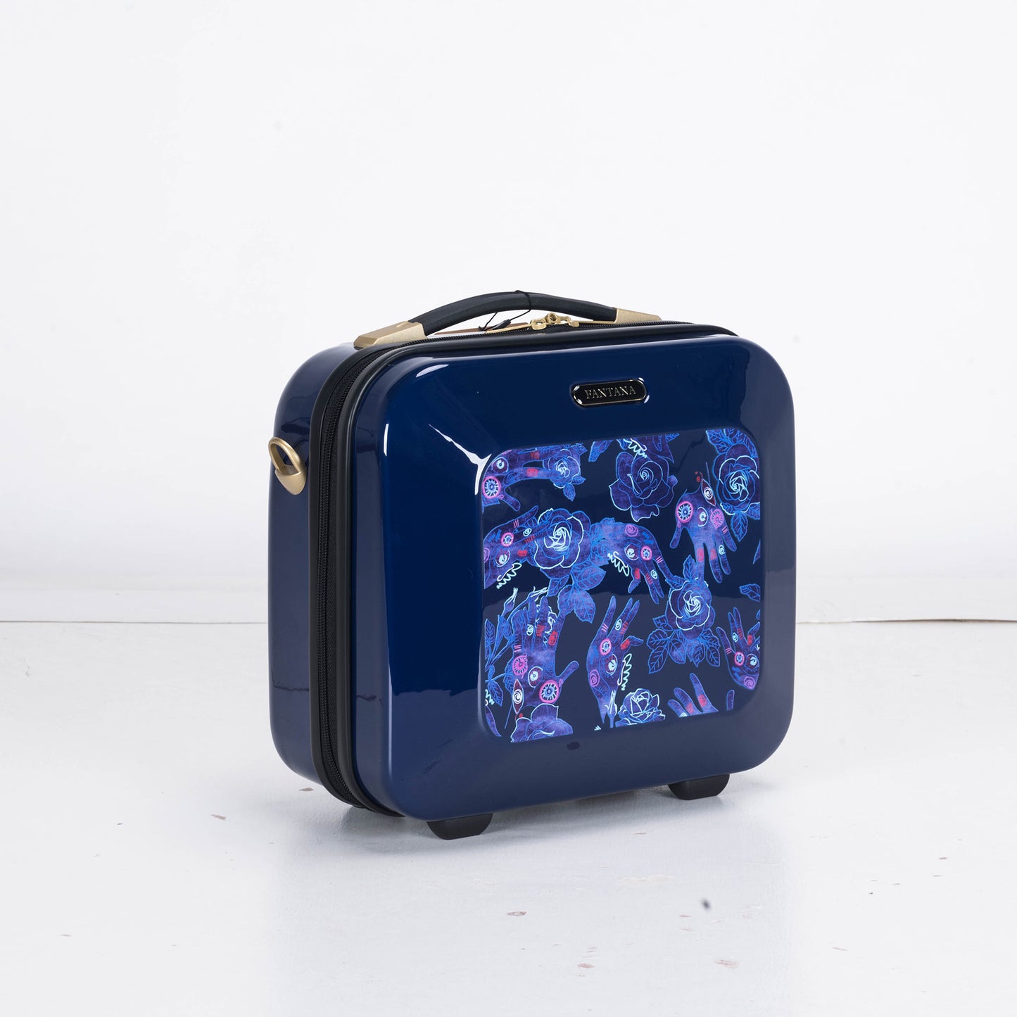 Suitcase Hard Shell with Flowers Navy