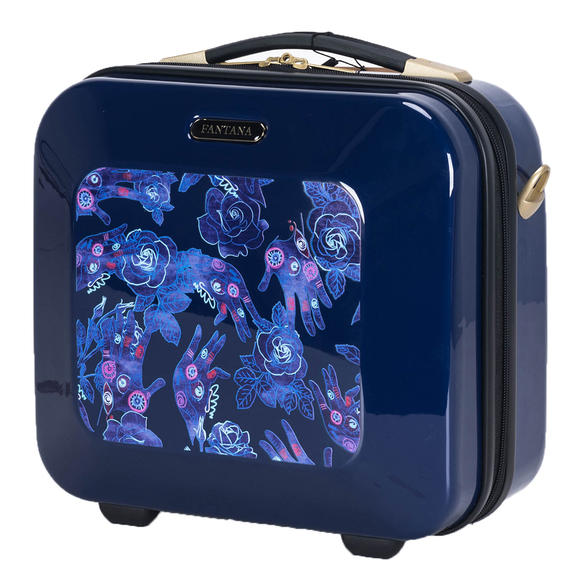 Suitcase Hard Shell with Flowers Navy