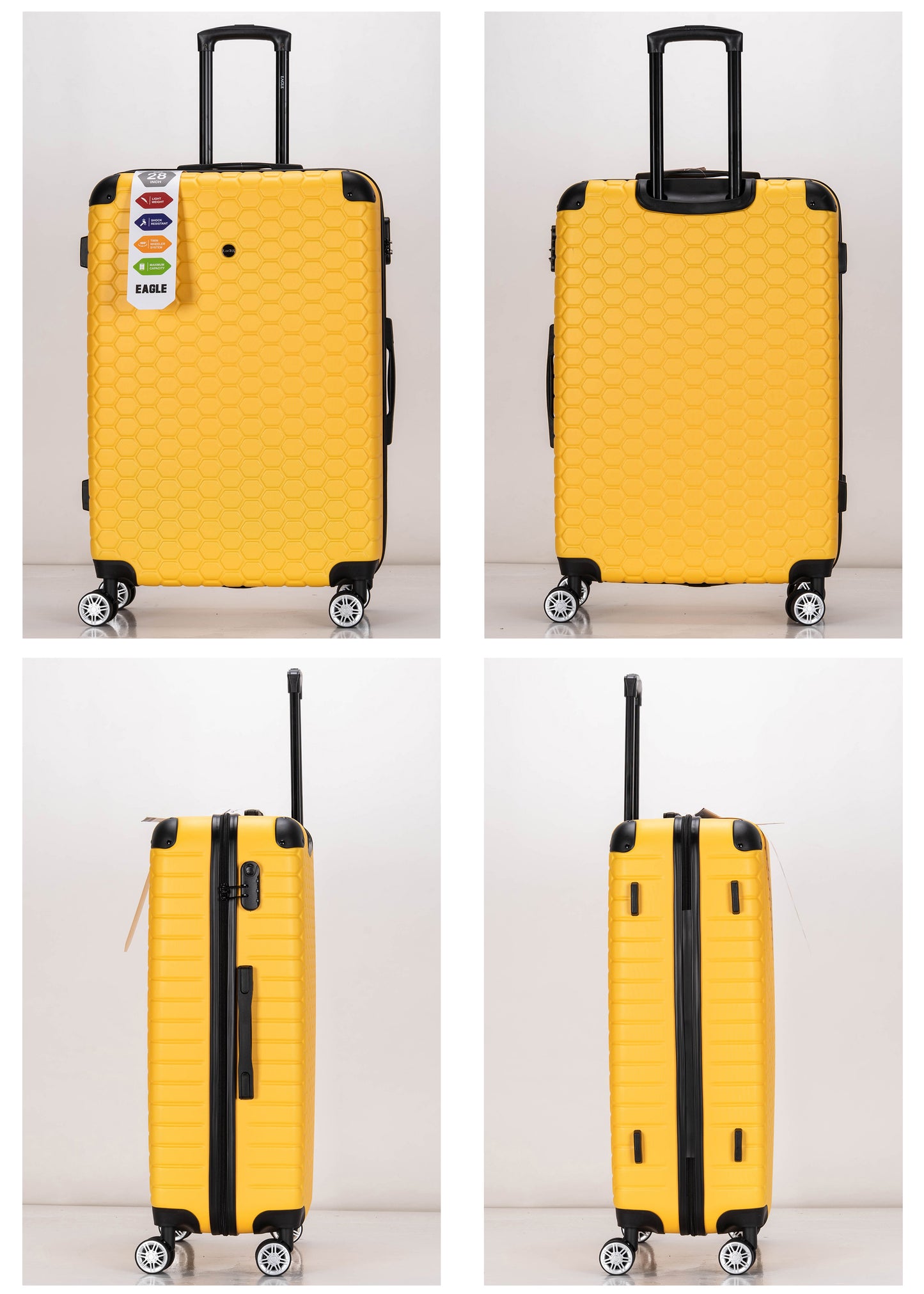 Hexagon ABS Hard Shell Suitcase Yellow