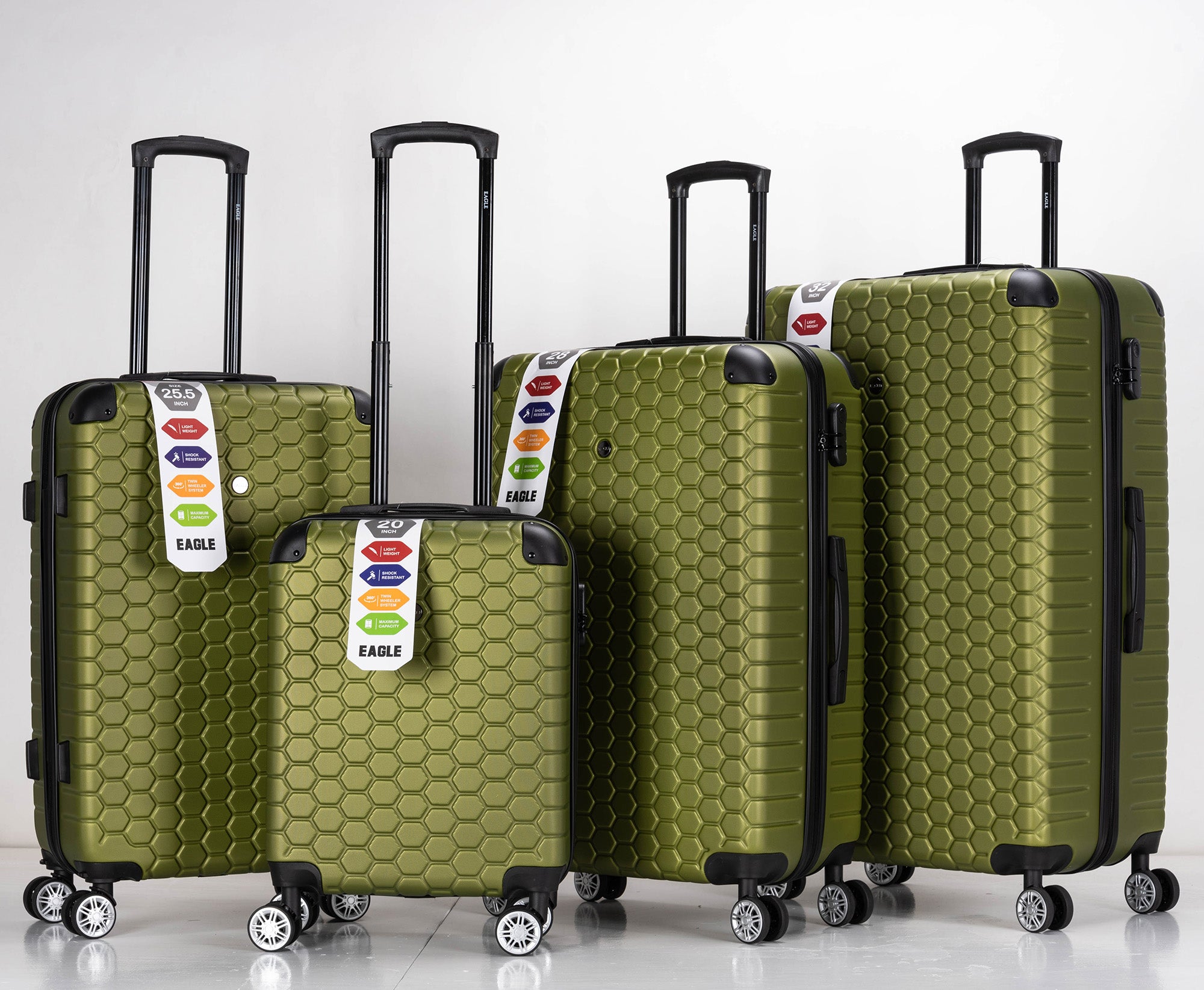 Hexagonal Shell Backpack Hexagon ABS Hard Shell Suitcase Green – Bergs Designs