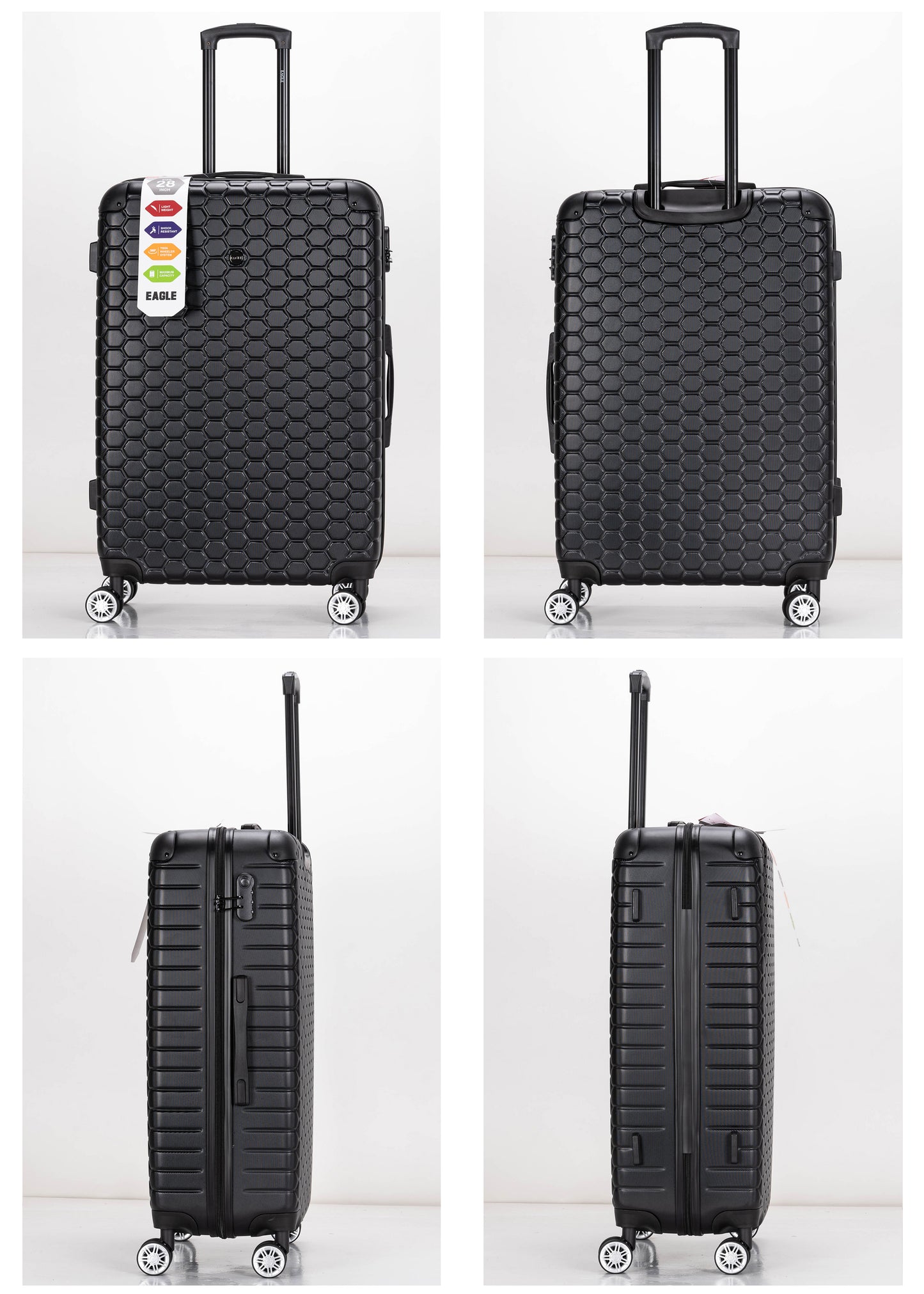Hexagon ABS Hard Shell Suitcase Black