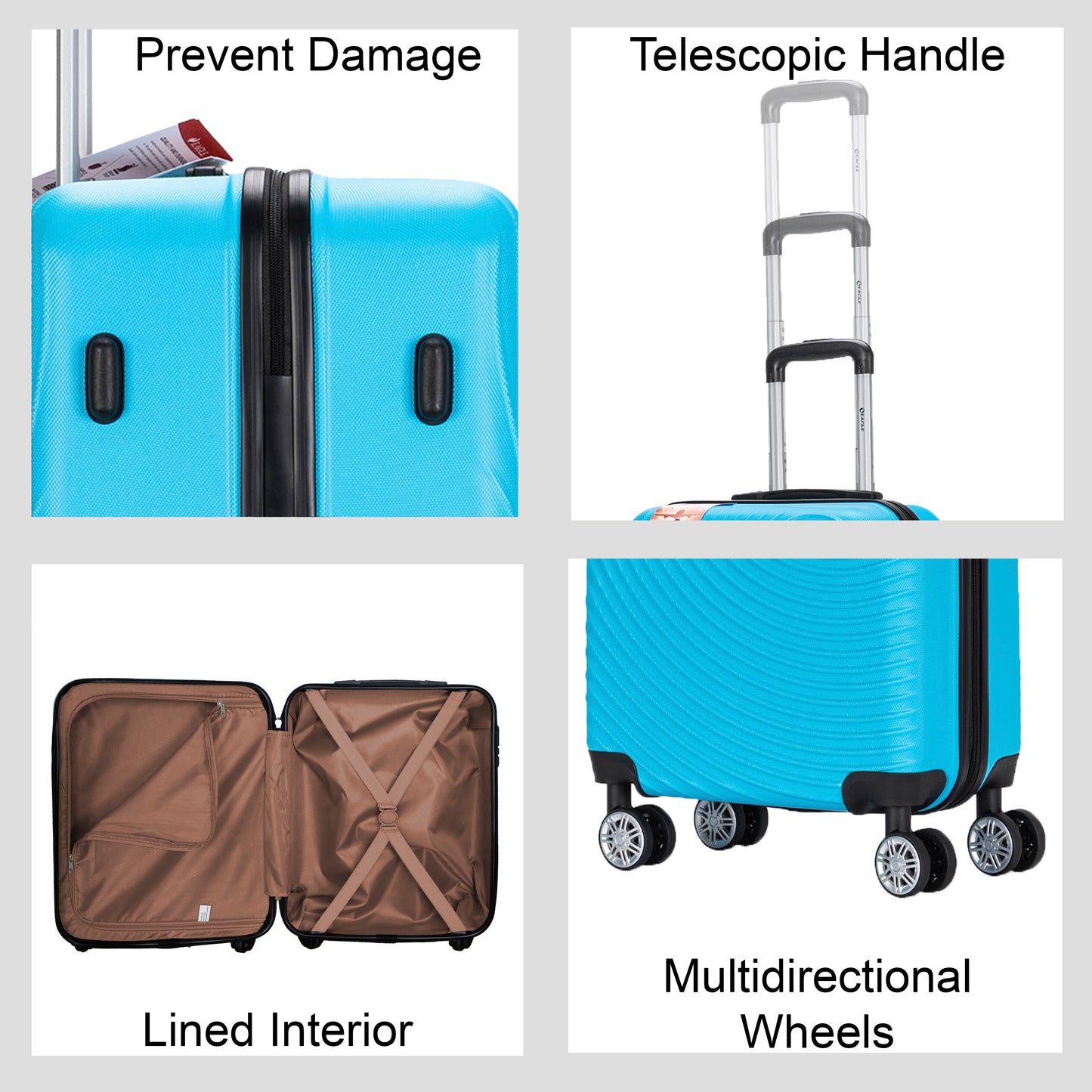 Circle ABS Hard Shell Suitcase Sky Blue