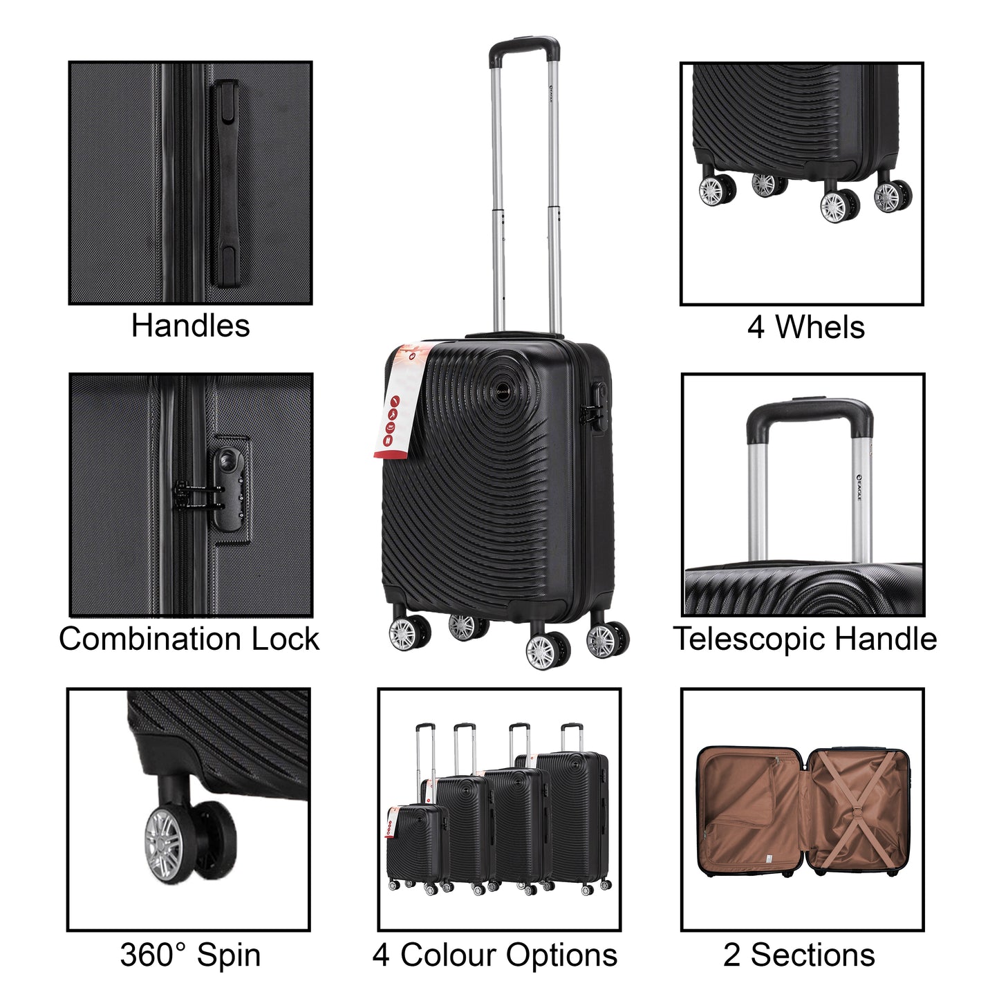 Circle ABS Hard Shell Suitcase Black