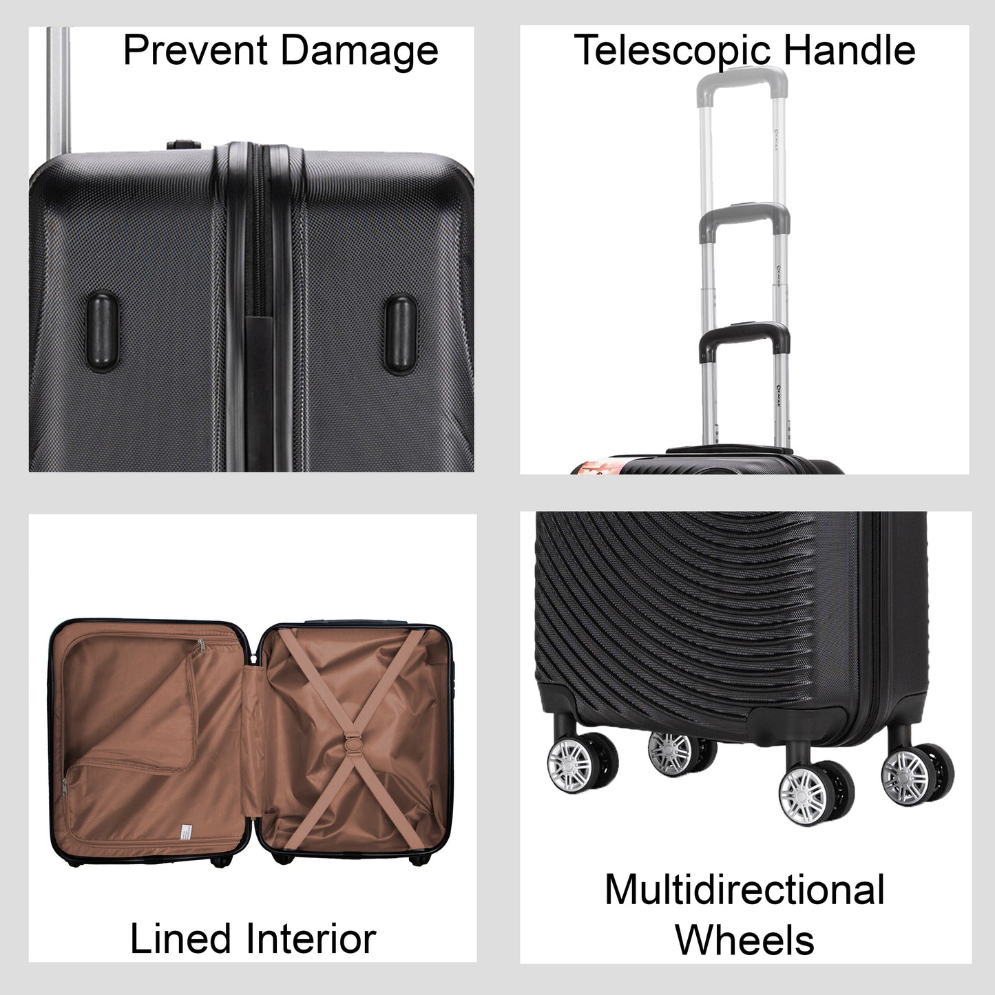 Circle ABS Hard Shell Suitcase Black