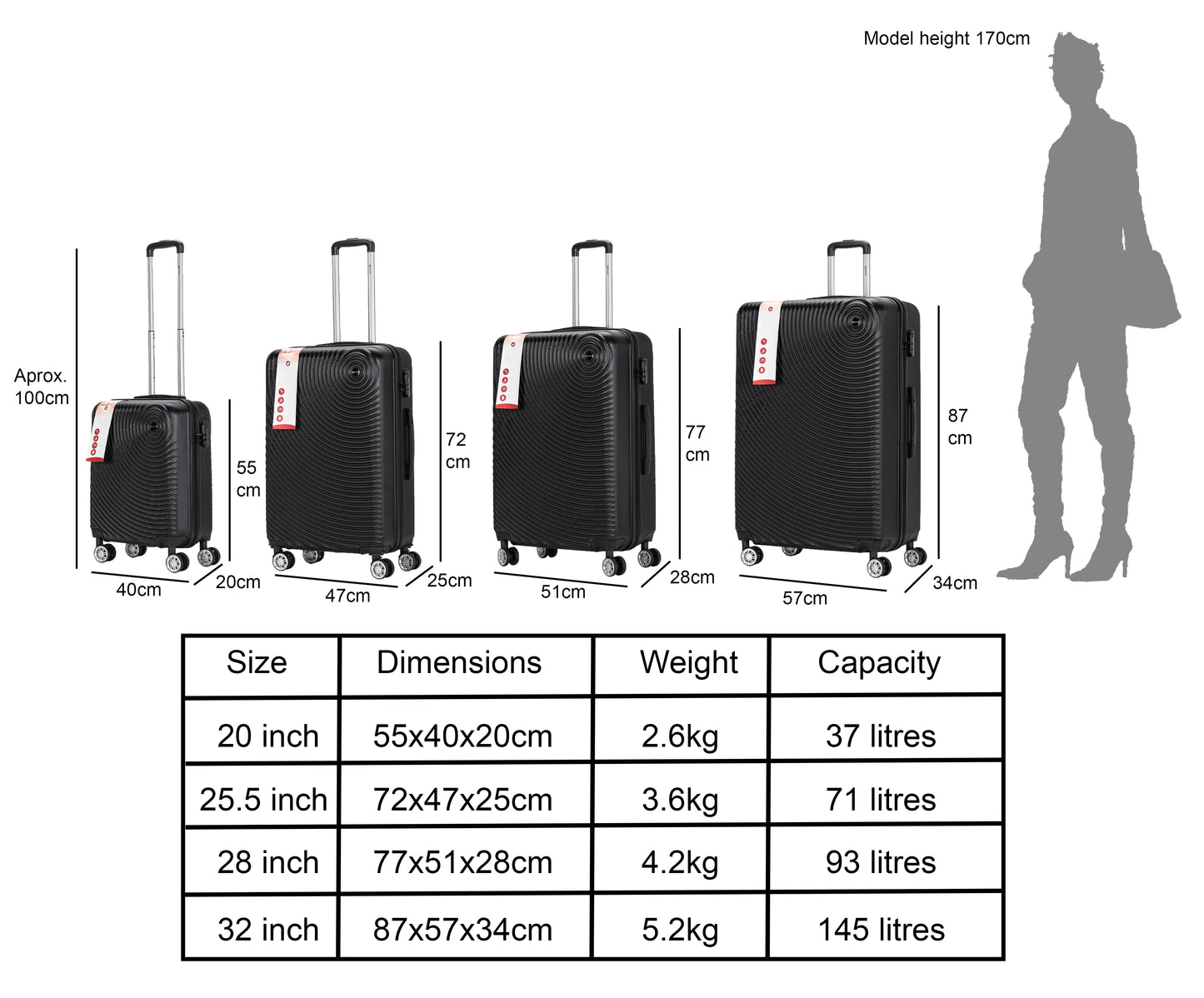 Circle ABS Hard Shell Suitcase Black