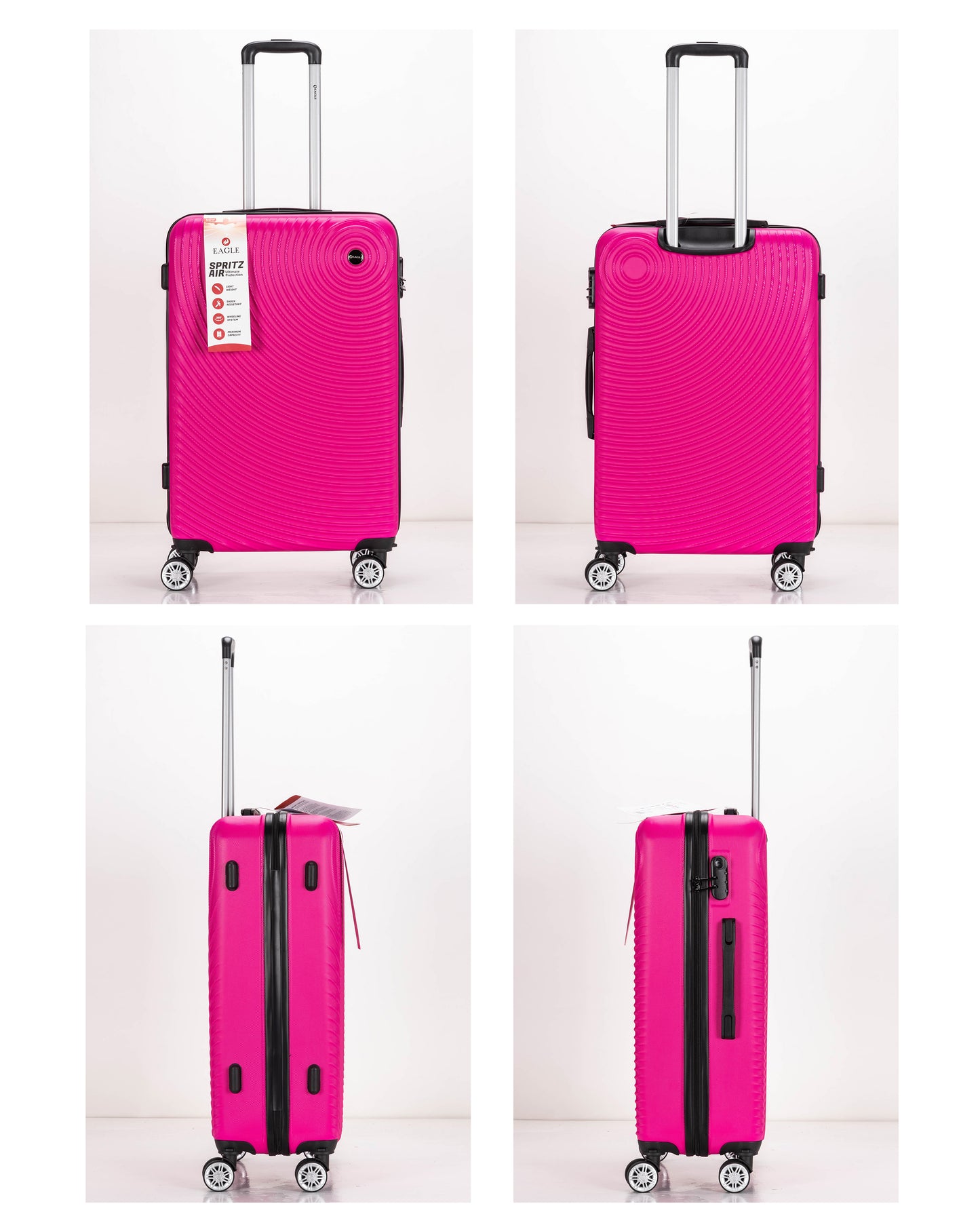Circle ABS Hard Shell Suitcase Hot Pink