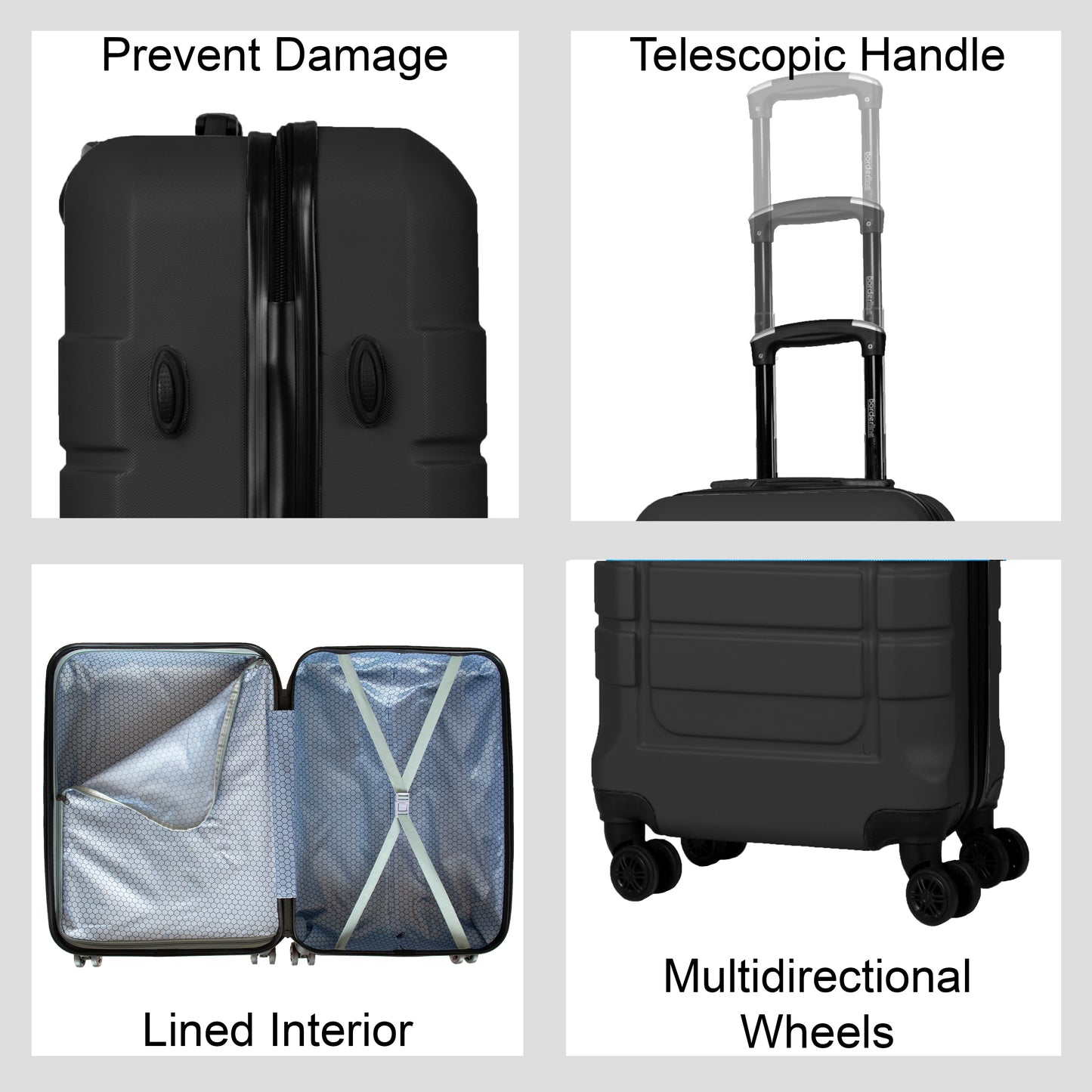 Hard Shell Suitcase with 4 Spinner Wheels, Black