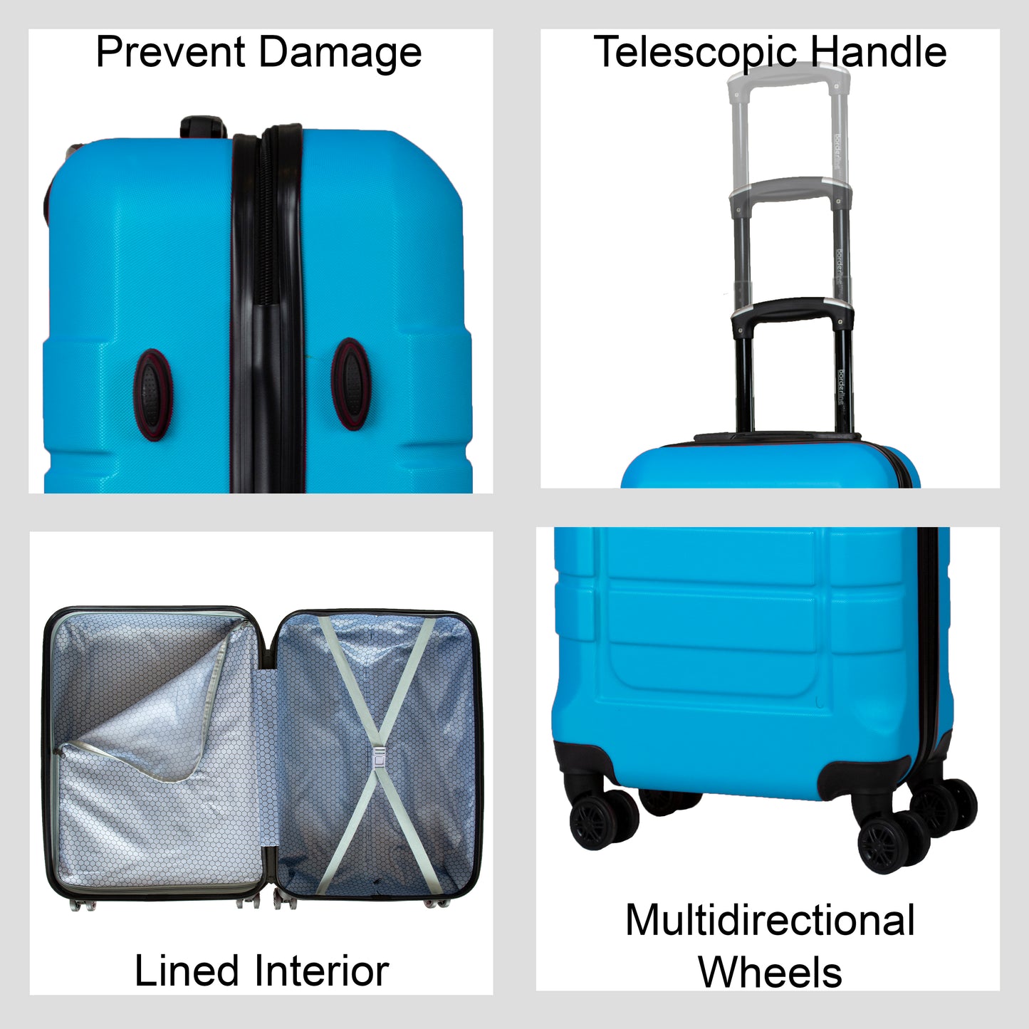 Hard Shell Luggage with 4 Spinner Wheels, Blue