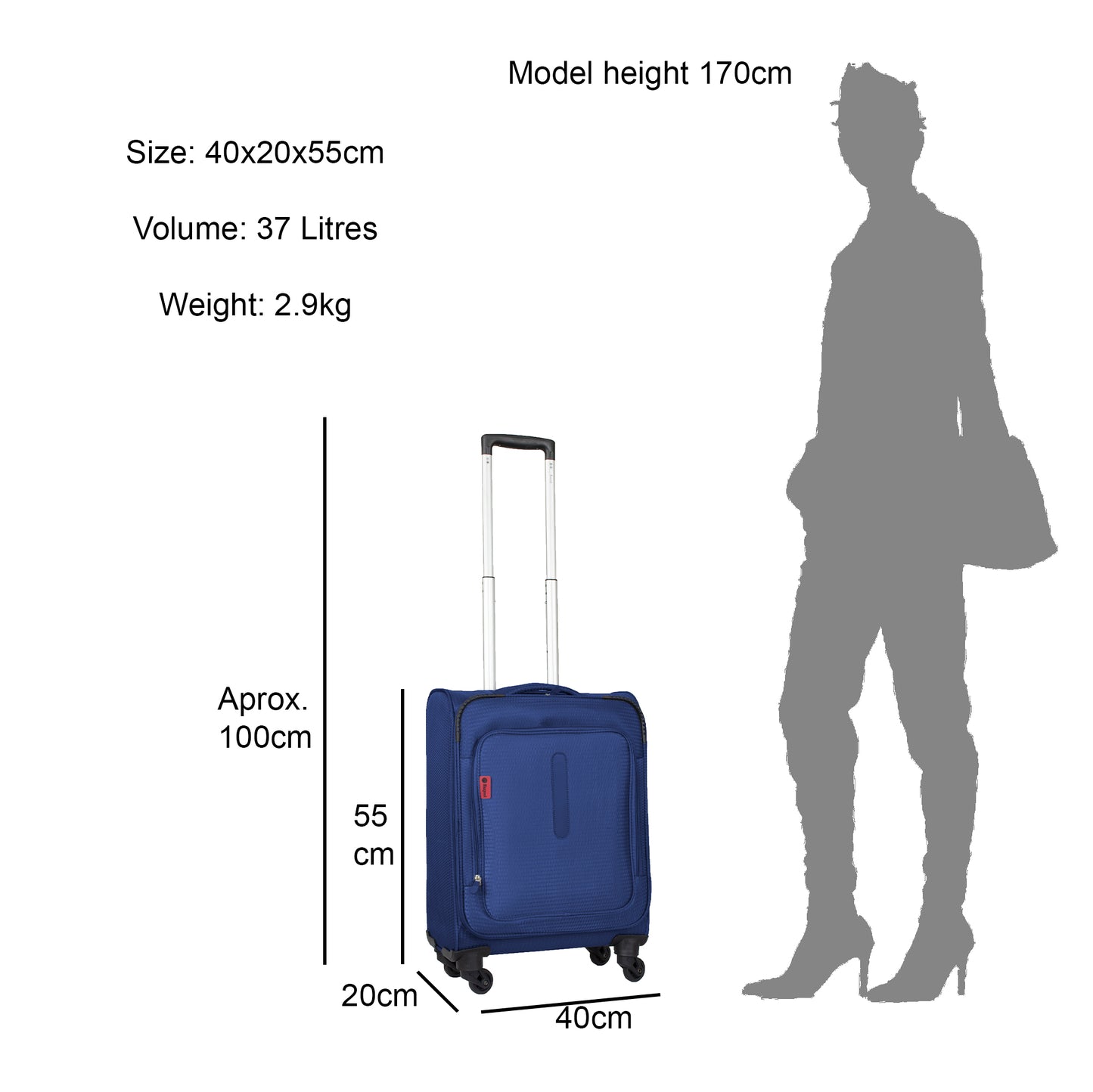 Cabin Size Soft Shell Suitcase Luggage